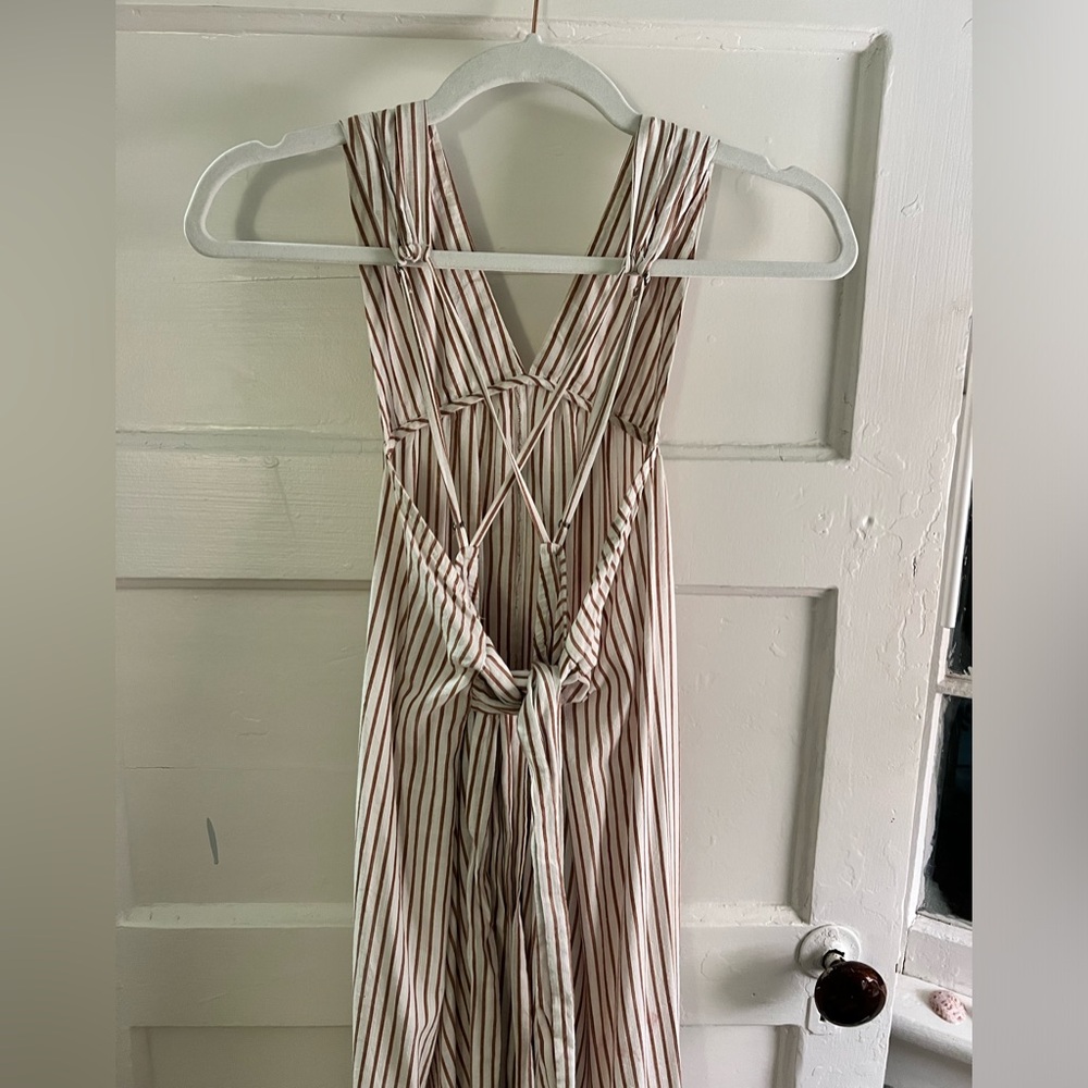 Anthropologie Bow Back Maxi Dress | Medium | Gold & Cream - Picture 7 of 9
